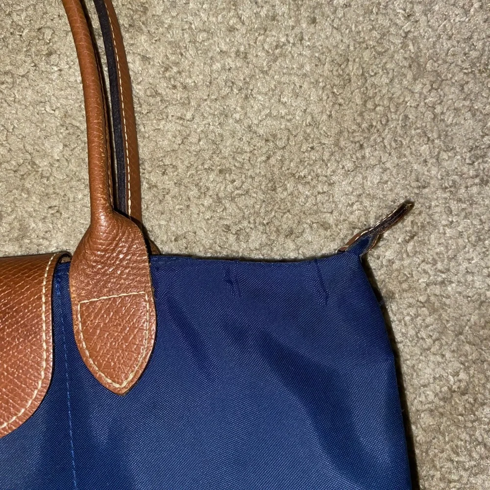 Longchamp Navy and Brown Le Pliage Tote size small - Picture 3 of 10